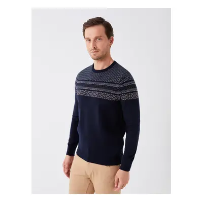 LC Waikiki Crew Neck Long Sleeve Patterned Men's Knitwear Sweater