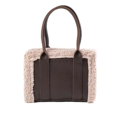 Mio Gusto Brown Faux Für Detailed Hand and Shoulder Women's Bag