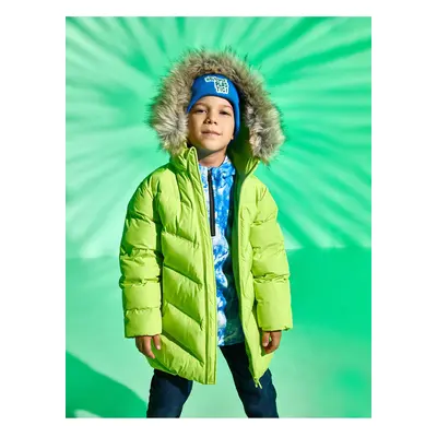 Koton Long Puffer Jacket Faux Für Detailed Hooded Zippered Pocket