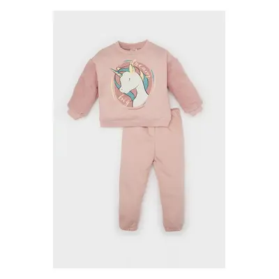 DEFACTO Baby Girl 2-Piece Set Unicorn Printed Crew Neck Sweatshirt Sweatpants