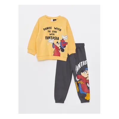 LC Waikiki Crew Neck Long Sleeve Mickey Mouse Printed Baby Boy Sweatshirt and Tracksuit Bottom 2