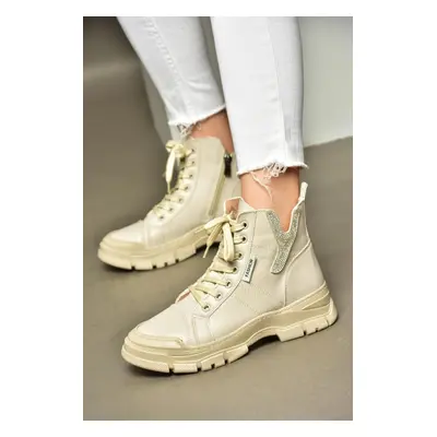 Fox Shoes R602085209 Beige Stone Detailed Women's Boots