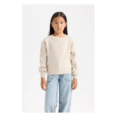 DEFACTO Girl Oversize Wide Pattern Crew Neck Knitwear Sweater