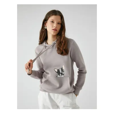 Koton Hooded Sweatshirt Dog Printed Kangaroo Pocket