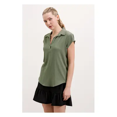 Bigdart Polo Knitted Blouse - Khaki