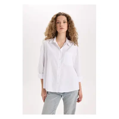 DEFACTO Oversize Wide Fit Poplin Long Sleeve Shirt