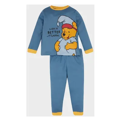 DEFACTO Baby Boy Pajama Set Disney Winnie The Pooh Crew Neck Long Sleeve Top Long Bottom