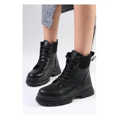 Mio Gusto Frieda Women's Black Lace-Up Ankle Boots.