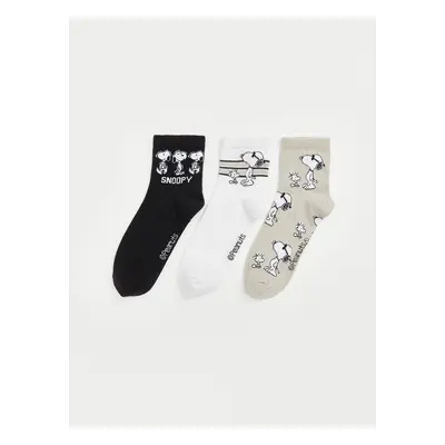 LC Waikiki 3-Pack Snoopy Women's Printed Crew Neck Socks