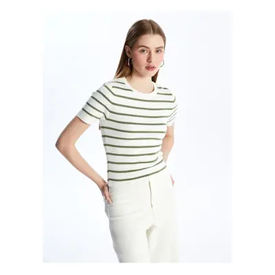 LC Waikiki Crew Neck Striped Short Sleeve Women's Knitwear Sweater