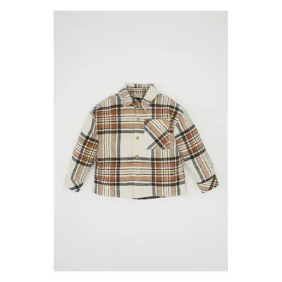 DEFACTO Baby Boy Shirt Collar Flannel Long Sleeve Pocket Plaid Shirt