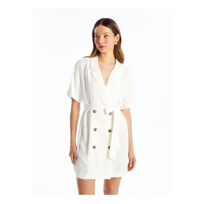 LC Waikiki Plain Short Sleeve Linen Blend Women's Jacket Dress