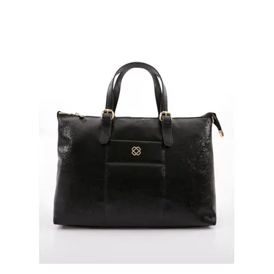 DGN Women's Shoulder and Handbag Black Crinkle Matte