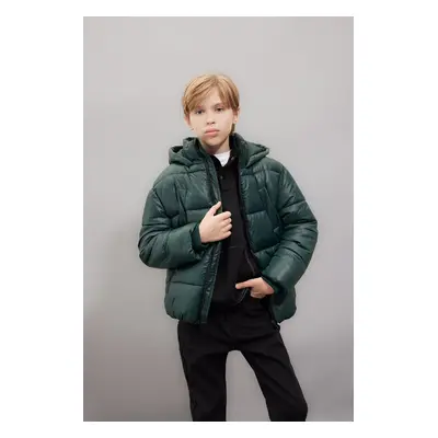 DEFACTO Boy's Water Repellent Hooded Zippered Pocket Puffer Jacket