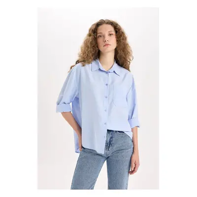 DEFACTO Oversize Wide Fit Poplin Long Sleeve Shirt