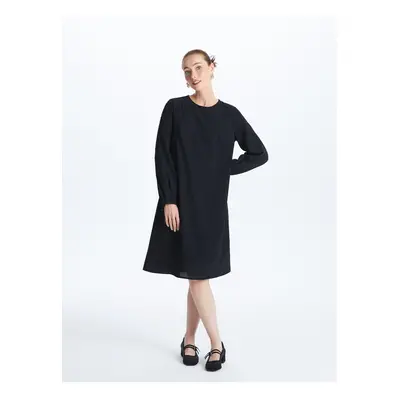 LC Waikiki Crew Neck Self-Patterned Long Sleeve Women's Dress