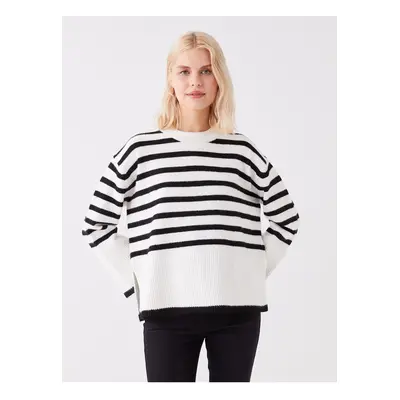 LC Waikiki Crew Neck Striped Long Sleeve Oversize Women's Knitwear Sweater