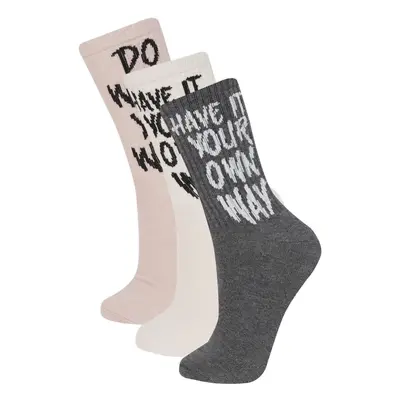 DEFACTO Women's 3-Piece Cotton Long Socks