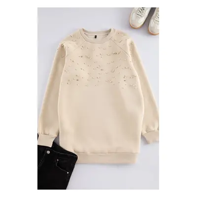 Trendyol Stone Raised Stone Accessory Sweatshirt