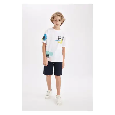 DEFACTO Boy 2-Piece Set Crew Neck Printed Short Sleeve T-Shirt Shorts