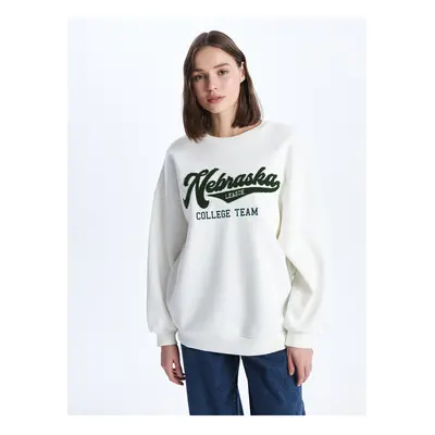 LC Waikiki Crew Neck Printed Long Sleeve Oversize Women's Sweatshirt