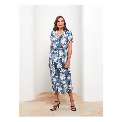 LC Waikiki Women's V-Neck Floral Short Sleeve Poplin Dress