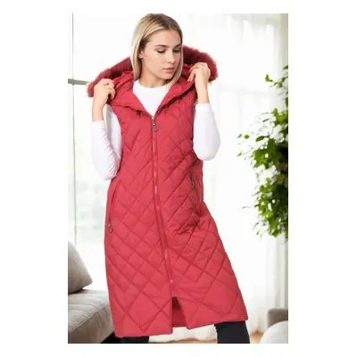 Z6718 DEWBERRY WOMEN'S VEST-BURGUNDY-1