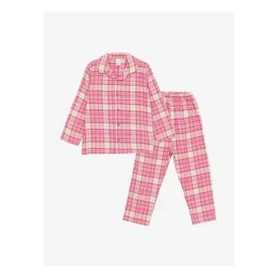 LC Waikiki Shirt Collar Long Sleeve Plaid Baby Girl Pajamas Set