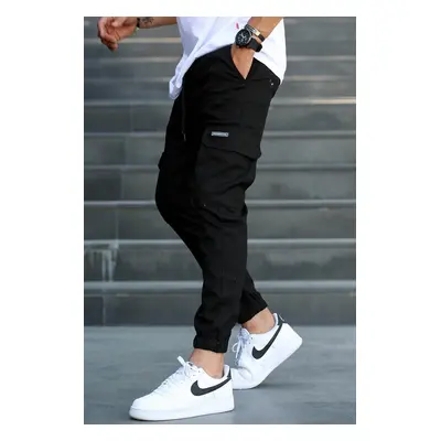 Madmext Black Cargo Pocket Jogger Pants