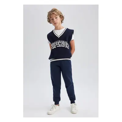 DEFACTO Boys Navy Blue Thick Sweatshirt Fabric School Sweatpants