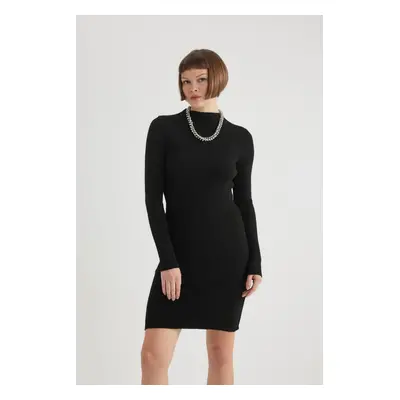 DEFACTO Fitted Half Turtleneck Long Sleeve Mini Knit Dress