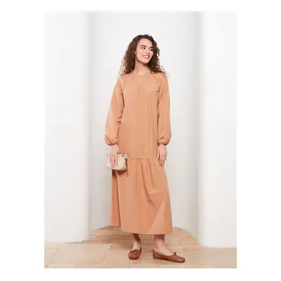 LC Waikiki Crew Neck Straight Long Sleeve Poplin Women's Dress