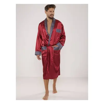 Men's bathrobe De Lafense Satin M-4XL burgundy