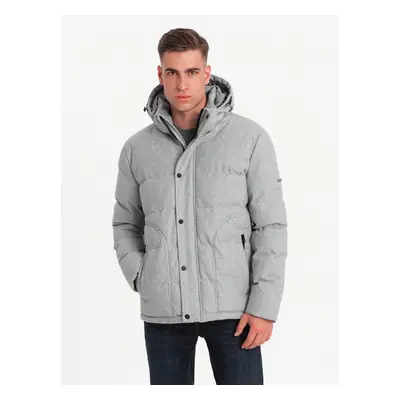 Ombre Men's lightweight jacket with mesh lining and hood - grey