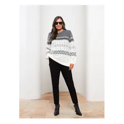 LC Waikiki Crew Neck Patterned Long Sleeve Women's Knitwear Sweater