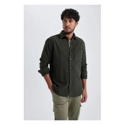 DEFACTO Regular Fit Lumberjack Pocket Basic Plain Long Sleeve Shirt