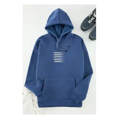 Trendyol Indigo Oversize/Wide Cut Fleece Inside/Warm Sweatshirt