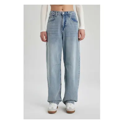 DEFACTO Baggy Normal Waist Wide Fit Wide Leg Long Jean Trousers