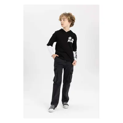 DEFACTO Boy's Cargo Fit Straight Leg Jean Trousers