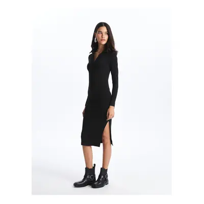 LC Waikiki Polo Neck Plain Long Sleeve Women's Dress