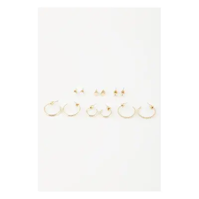 DEFACTO Women's 6-Piece Gold Earrings