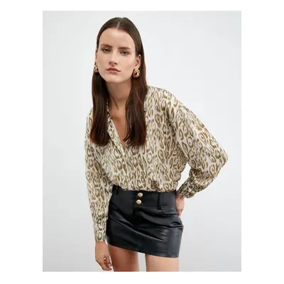 Koton Leopard Print Long Sleeve Shirt