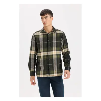 DEFACTO Regular Fit Polo Collar Plaid Flannel Long Sleeve Shirt