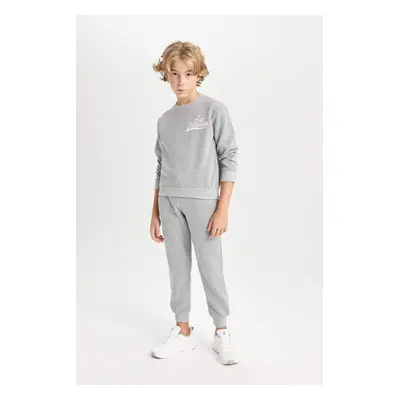 DEFACTO Boy 2-Piece Set Crew Neck Printed Sweatshirt Elastic Waist Jogger Tracksuit Bottoms