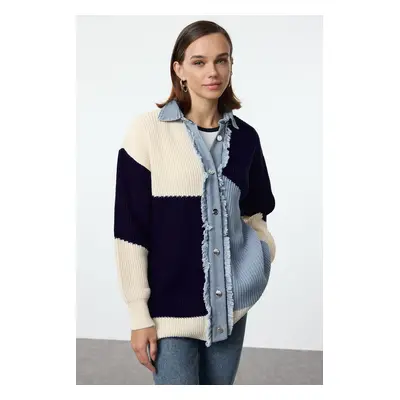 Trendyol Blue Denim Fabric Knitwear Cardigan