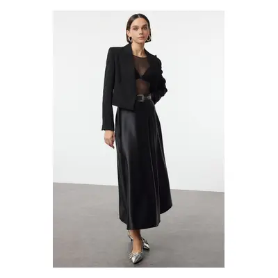 Trendyol Black A Line/Flare Cut Midi Skirt