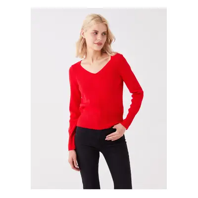 LC Waikiki V-Neck Plain Long Sleeve Women's Knitwear Sweater