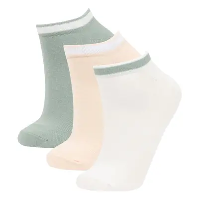 DEFACTO Woman's 3-Piece Cotton Booties Socks