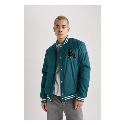 DEFACTO Regular Fit College Collar Snap Closure Double Pocket Seasonal Light Thin Bomber Jacket