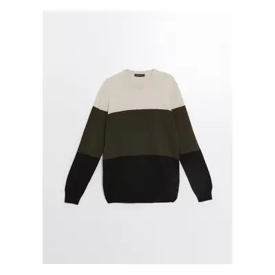 LC Waikiki Crew Neck Long Sleeve Color Block Men's Knitwear Sweater